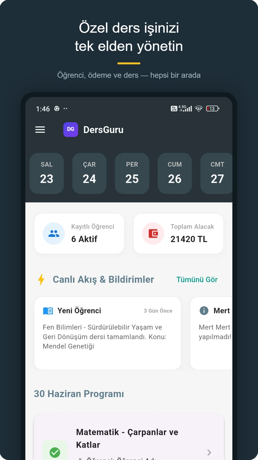 DersGuru - Özel Ders Takibi screenshot